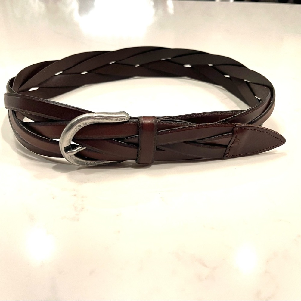 Banana Republic Wide Leather Braided Belt : Dark Brown : Extra Small
